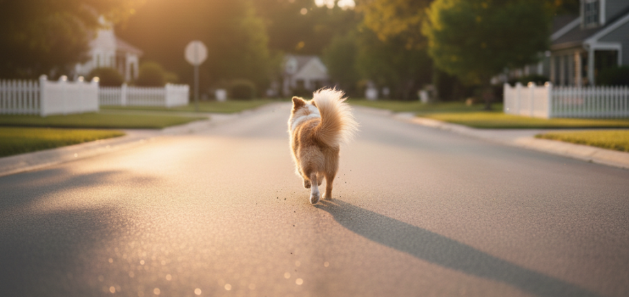 chien qui s'enfuit.